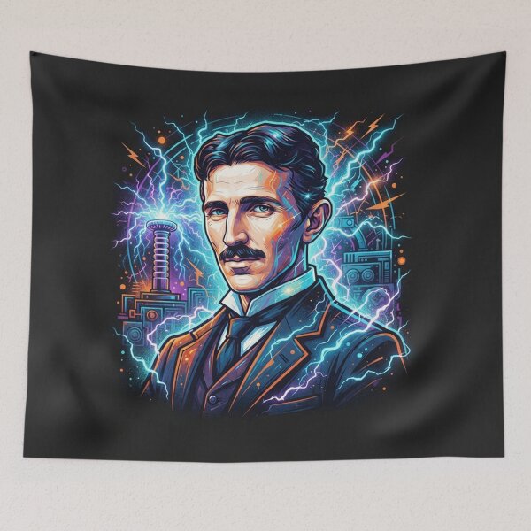 Item preview, Nikola Tesla Electric Genius Portrait designed and sold by Owcomm.