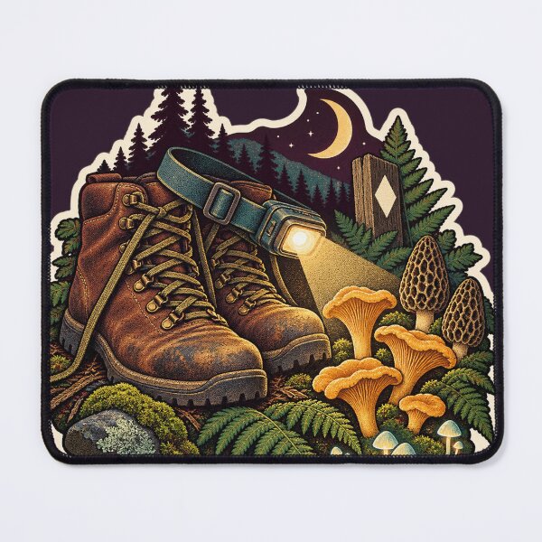 Item preview, Retro Fungi Night Hike Mushroom Sticker designed and sold by WaynesCave.