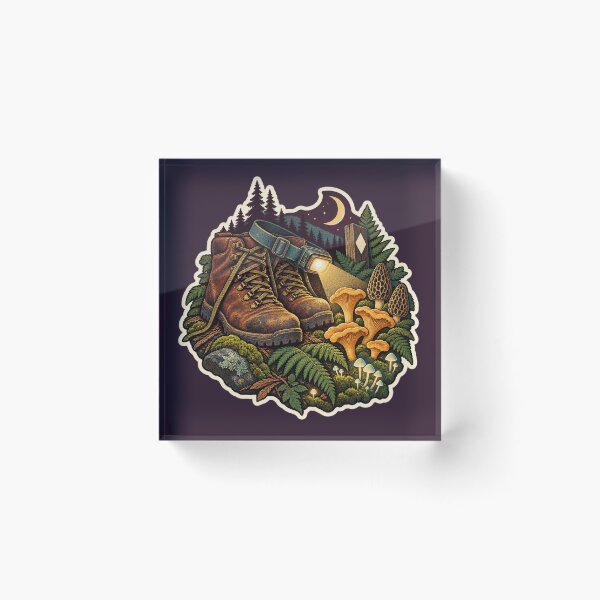 Item preview, Retro Fungi Night Hike Mushroom Sticker designed and sold by WaynesCave.