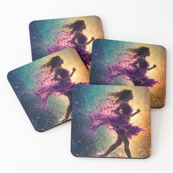 Item preview, Cinematic Woman Running Through Neon Rain designed and sold by Extravanganzza.