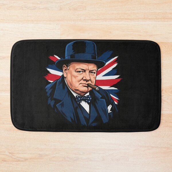 Artikelvorschau, Porträt von Winston Churchill mit britischer Flagge entworfen und verkauft von Owcomm.