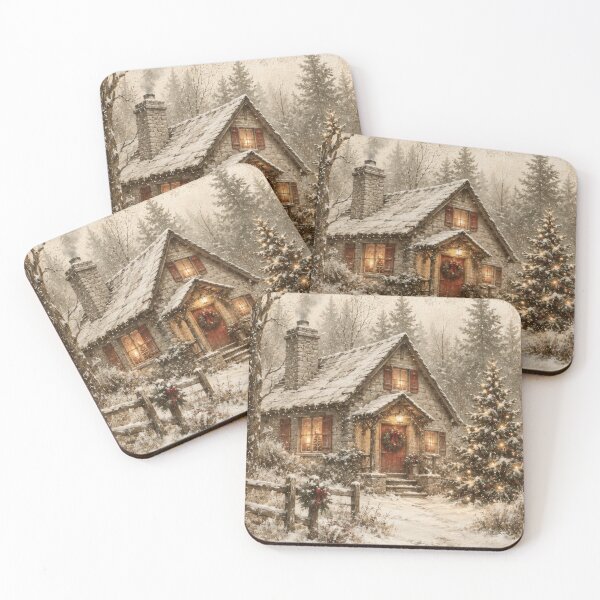 Item preview, Cozy Christmas Cottage in a Snowy Winter Forest designed and sold by scicilysimonee.
