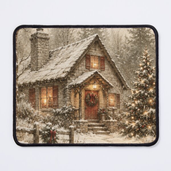 Item preview, Cozy Christmas Cottage in a Snowy Winter Forest designed and sold by scicilysimonee.