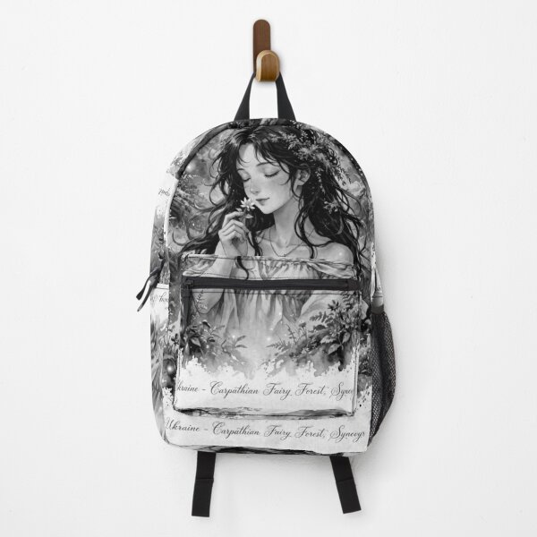 Item preview, Ukraine Synevyr Carpathian Mountains Travel Adventure with Red Haired Woman Smelling a Wildflower in a Magical Forest Lake European Nature Wanderlust designed and sold by DibujandoPorfa.