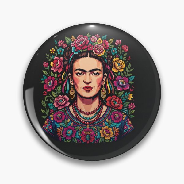 Artikelvorschau, Frida Kahlo Porträt mit bunten Blumen entworfen und verkauft von Owcomm.