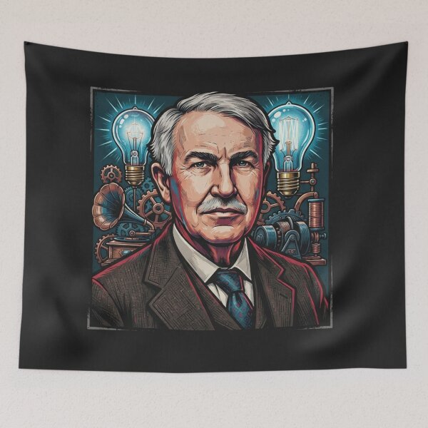 Item preview, Thomas Edison Inventor Portrait With Lightbulbs designed and sold by Owcomm.