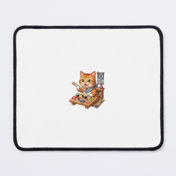 Item preview, Illustration of a cute cat eating sushi. designed and sold by FootprintofLove.
