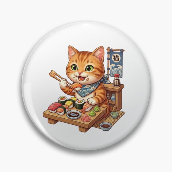 Artikelvorschau, Illustration einer niedlichen Katze, die Sushi isst. entworfen und verkauft von FootprintofLove.