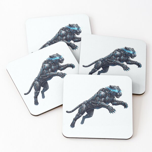 Item preview, Cybernetic Panther Pouncing Robotic Black Panther Art designed and sold by Rahat3344.
