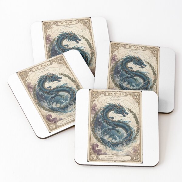 Item preview, The World XXI Tarot Card - The Eternal Spiral Blue Dragon designed and sold by ExpressoJungle.