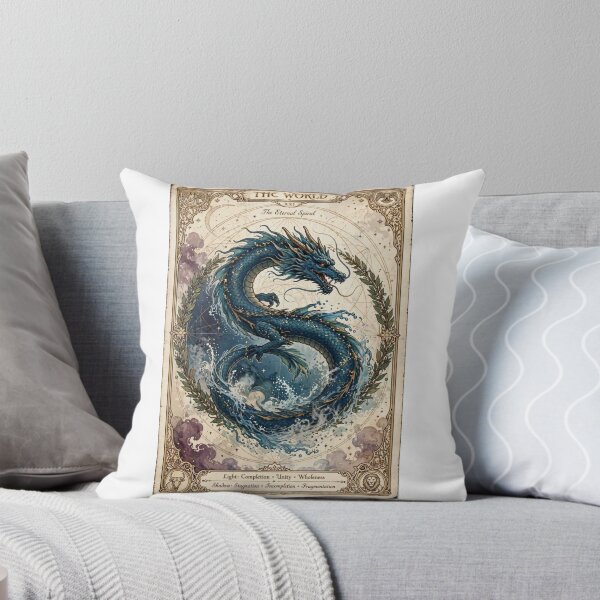 Item preview, The World XXI Tarot Card - The Eternal Spiral Blue Dragon designed and sold by ExpressoJungle.
