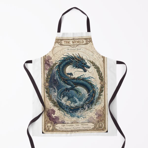 Item preview, The World XXI Tarot Card - The Eternal Spiral Blue Dragon designed and sold by ExpressoJungle.