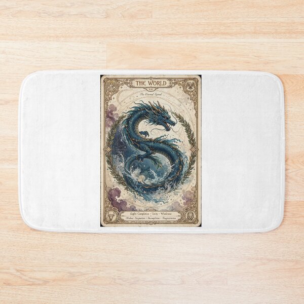 Item preview, The World XXI Tarot Card - The Eternal Spiral Blue Dragon designed and sold by ExpressoJungle.