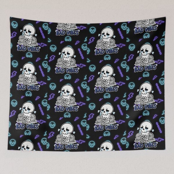 Item preview, Bad Vibes Crying Skeleton Cartoon designed and sold by Taridesign.