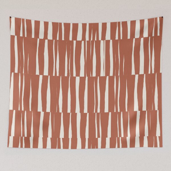 Item preview, Minimal Geometric Rectangles Lines 15 | Terracotta Cream Irregular Hand Drawn Stripes designed and sold by MarleneCanto.
