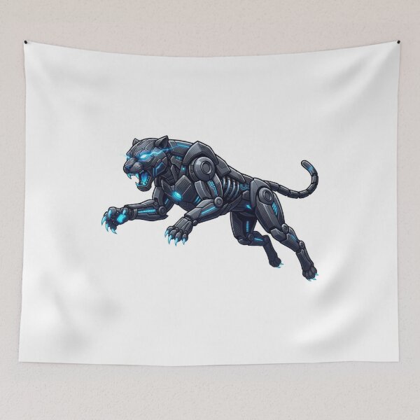Item preview, Cybernetic Black Panther Roaring Sci-Fi Cyborg Art designed and sold by Rahat3344.