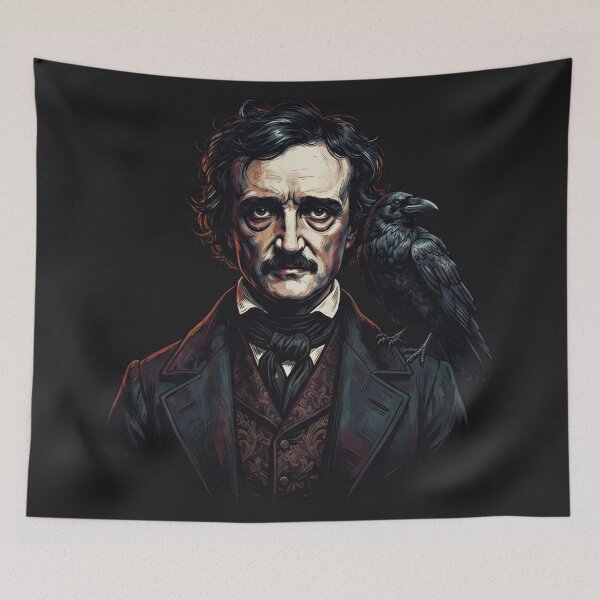 Item preview, Edgar Allan Poe with raven dark portrait designed and sold by Owcomm.