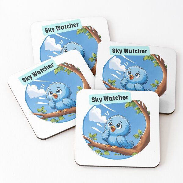 Item preview, Cute Blue Bird on Branch – Kawaii Nature Cartoon T‑Shirt Design designed and sold by IZDIHAR-STUDIO.