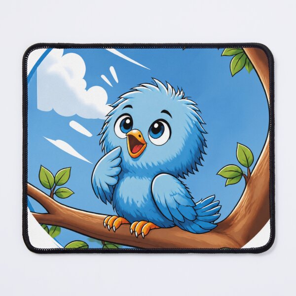 Item preview, Cute Blue Bird on Branch – Kawaii Nature Cartoon T‑Shirt Design designed and sold by IZDIHAR-STUDIO.
