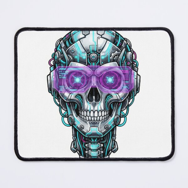 Item preview, Cyberpunk Cyborg Skull Neon HUD Visor Art designed and sold by Rahat3344.