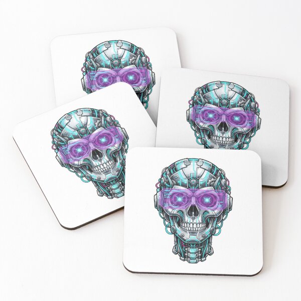 Item preview, Cyberpunk Cyborg Skull Neon HUD Visor Art designed and sold by Rahat3344.