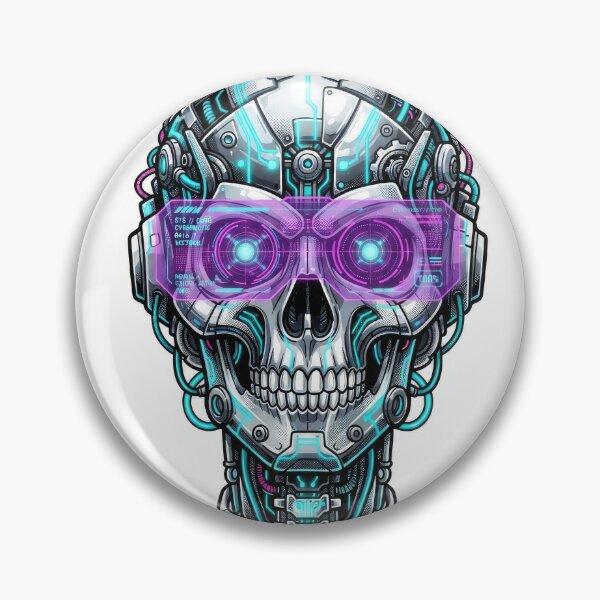 Item preview, Cyberpunk Cyborg Skull Neon HUD Visor Art designed and sold by Rahat3344.