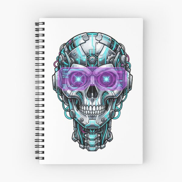 Item preview, Cyberpunk Cyborg Skull Neon HUD Visor Art designed and sold by Rahat3344.