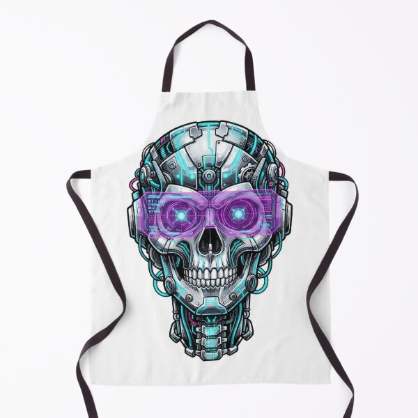 Item preview, Cyberpunk Cyborg Skull Neon HUD Visor Art designed and sold by Rahat3344.