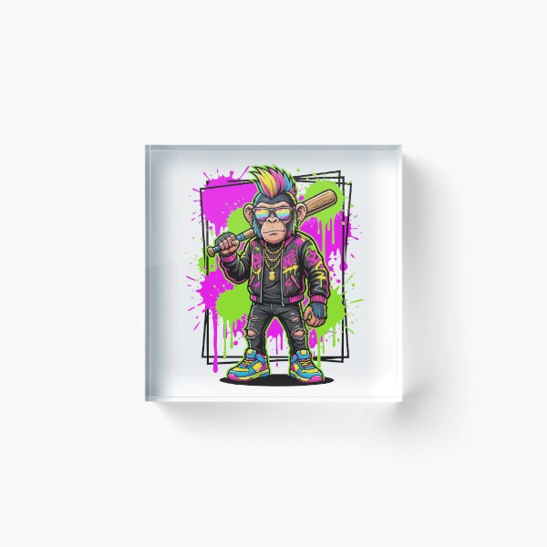 Item preview, Cool Monkey Baseball Bat Drip Streetwear designed and sold by Darbouni-Prints.