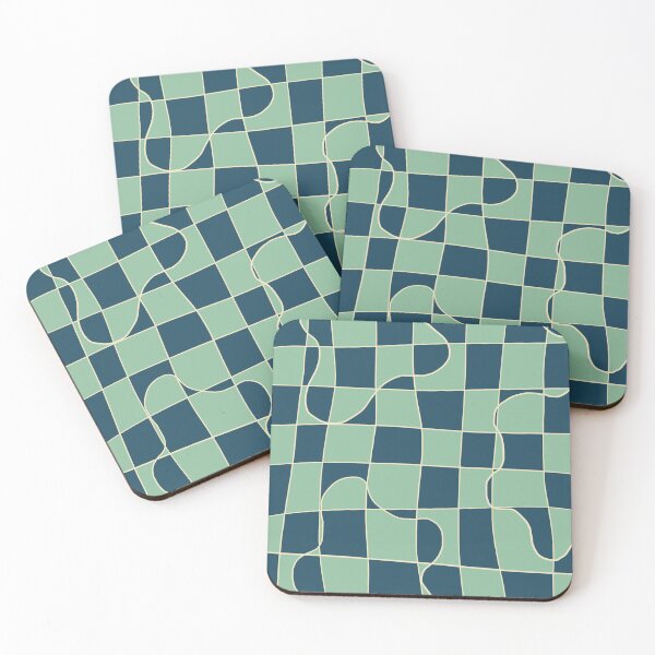 Item preview, Wavy Checkers Distortion Teal and Sage designed and sold by UmaDupla.