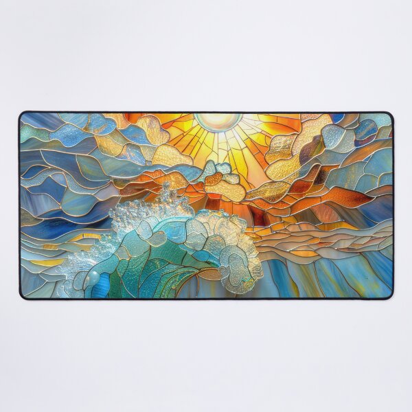 Item preview, Ocean Waves at Sunset: Stained Glass Art designed and sold by MargaretWiktor.