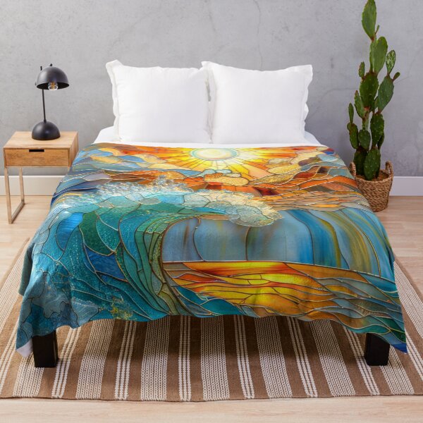 Item preview, Ocean Waves at Sunset: Stained Glass Art designed and sold by MargaretWiktor.