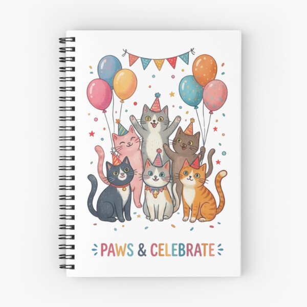 Item preview, Paws & Celebrate Cute Party Cats Birthday Illustration designed and sold by Salma.Store.
