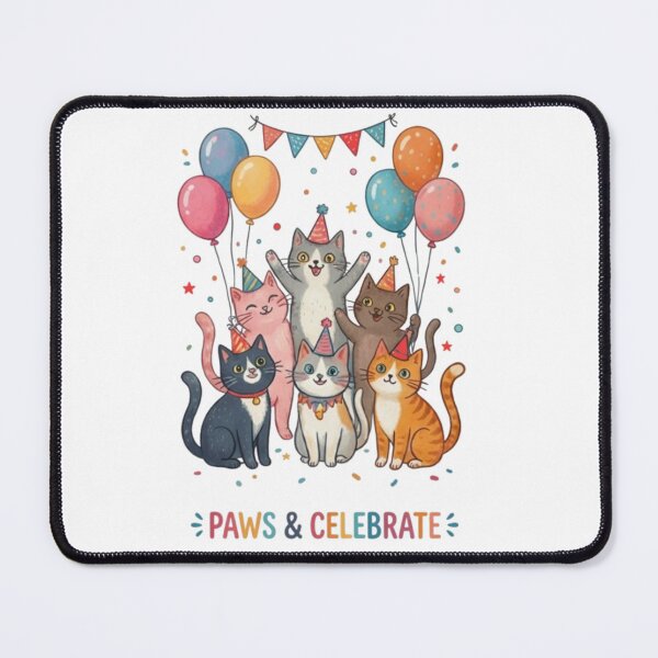 Item preview, Paws & Celebrate Cute Party Cats Birthday Illustration designed and sold by Salma.Store.