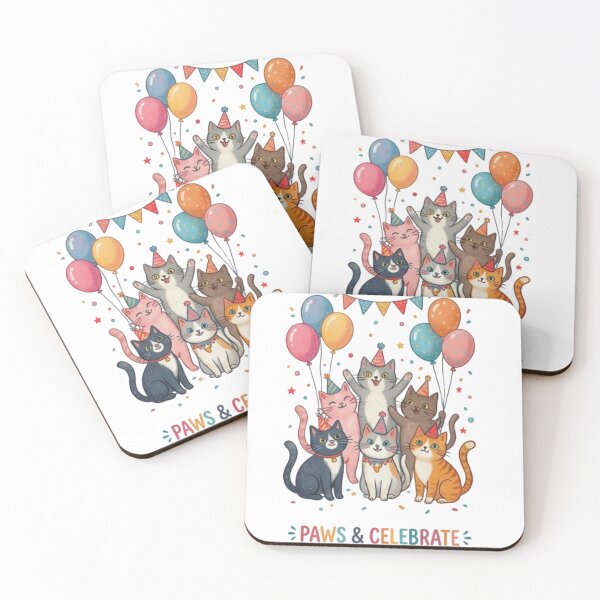 Item preview, Paws & Celebrate Cute Party Cats Birthday Illustration designed and sold by Salma.Store.