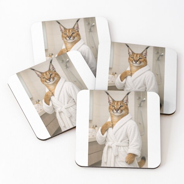 Item preview, Caracal White Bathrobe designed and sold by Sillytoe.