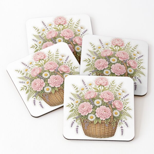 Item preview, Vintage Flower Basket Bouquet | Botanical Peony Illustration | Cottagecore Floral Arrangement Sticker designed and sold by Crystal Critters .