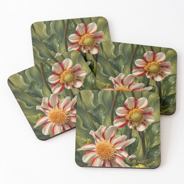 Item preview, White and Red Dahlias designed and sold by Sarah Curtiss.