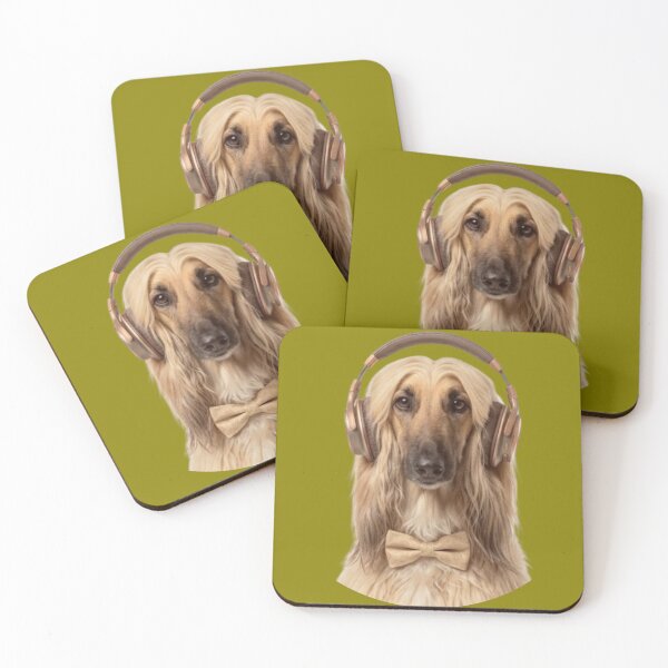 Item preview, Dapper Afghan Hound with Bronze Headphones designed and sold by Sulco Design.