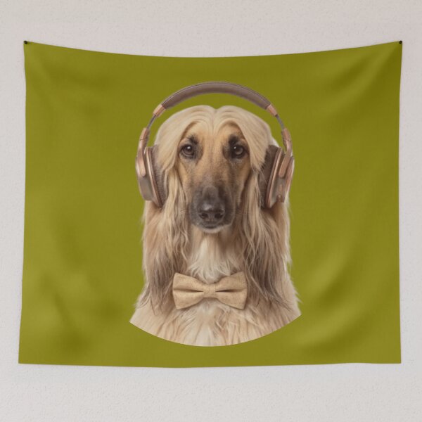 Item preview, Dapper Afghan Hound with Bronze Headphones designed and sold by Sulco Design.