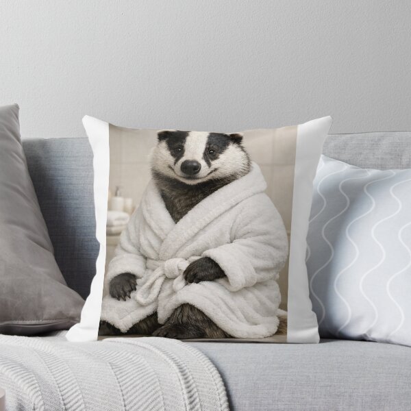 Item preview, European Badger White Bathrobe designed and sold by Sillytoe.