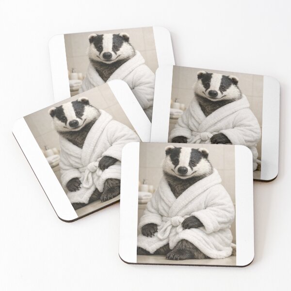 Item preview, European Badger White Bathrobe designed and sold by Sillytoe.