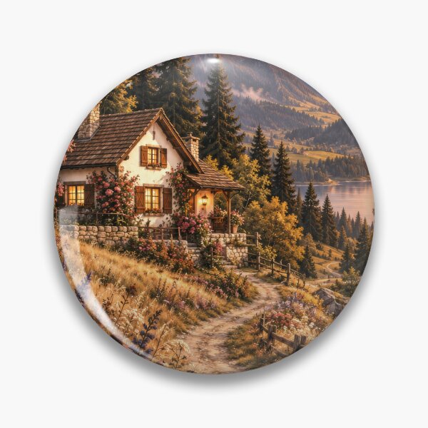 Item preview, Mountain Cottage Among Autumn Wildflowers designed and sold by scicilysimonee.