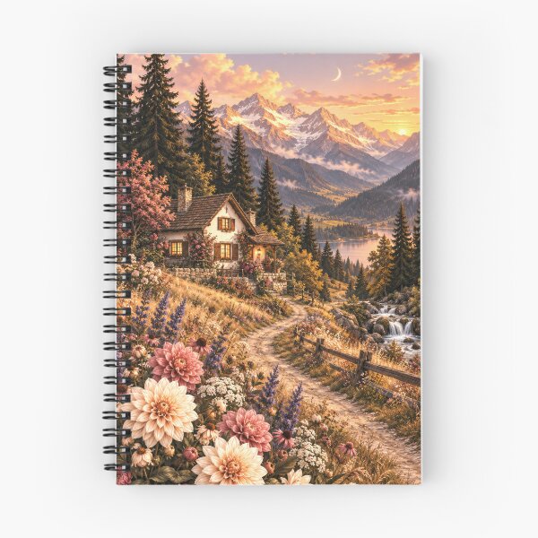 Item preview, Mountain Cottage Among Autumn Wildflowers designed and sold by scicilysimonee.