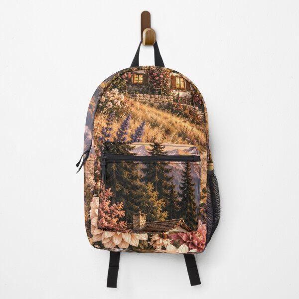 Item preview, Mountain Cottage Among Autumn Wildflowers designed and sold by scicilysimonee.