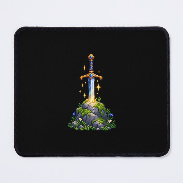 Item preview, Legendary Sword in the Stone – Fantasy Pixel Art - Black Edition designed and sold by Handmade--Heaven.