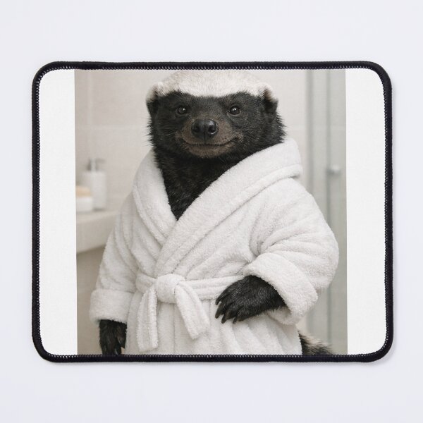 Item preview, Honey Badger White Bathrobe designed and sold by Sillytoe.