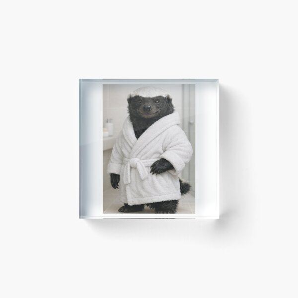 Item preview, Honey Badger White Bathrobe designed and sold by Sillytoe.