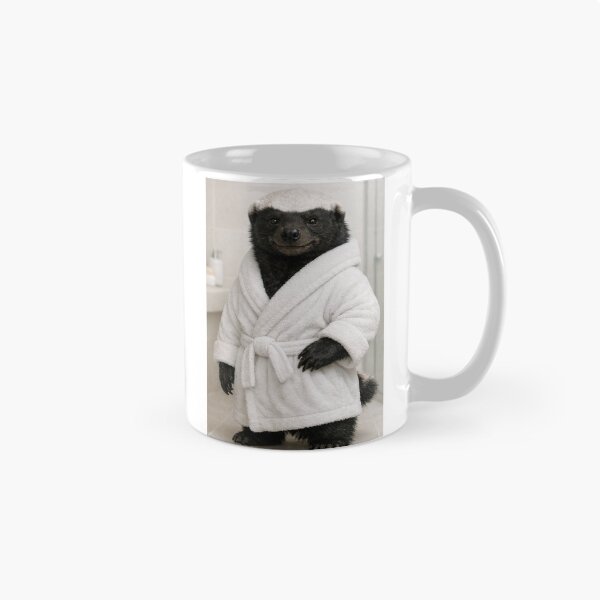 Item preview, Honey Badger White Bathrobe designed and sold by Sillytoe.