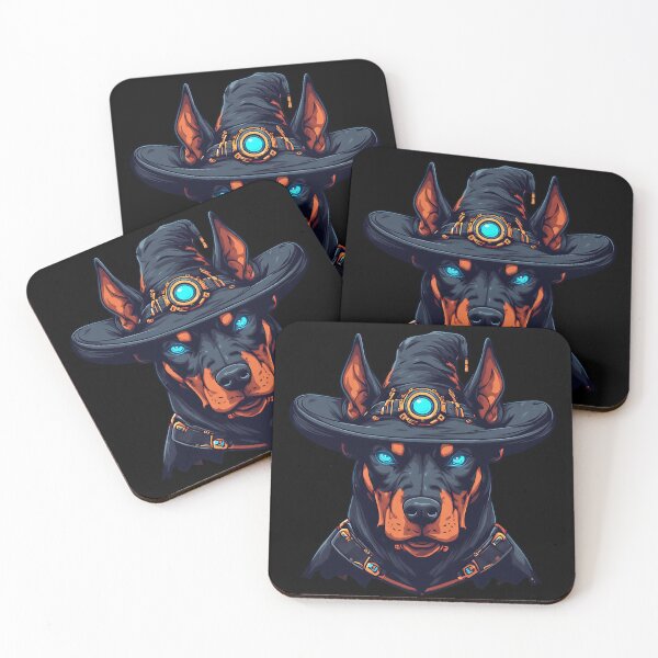 Item preview, Cybernetic Wizard Doberman Dog - Halloween Gold and Neon designed and sold by Cyber Gold Studio.